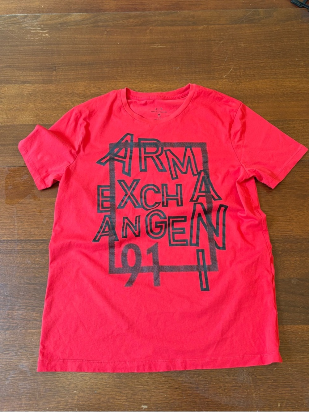 Armani Exchange Red Tee with Black Graphic